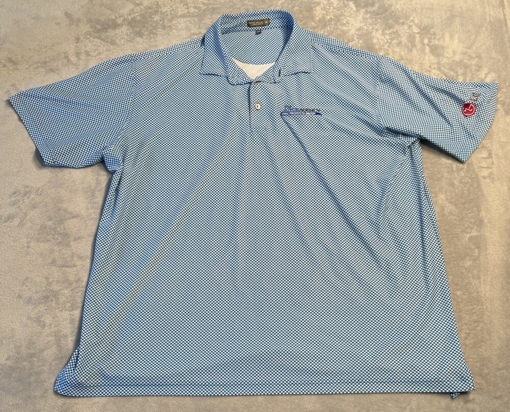 2XL Peter Millar Summer Comfort Crown Polo Golf Embroidered Shirt XXL Blue White